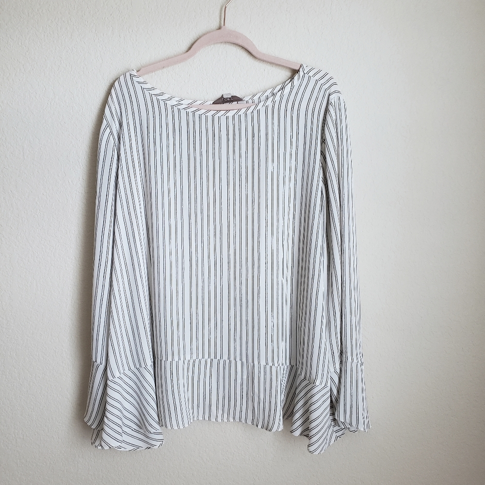 XXL Loft Black-and-White Striped Blouse